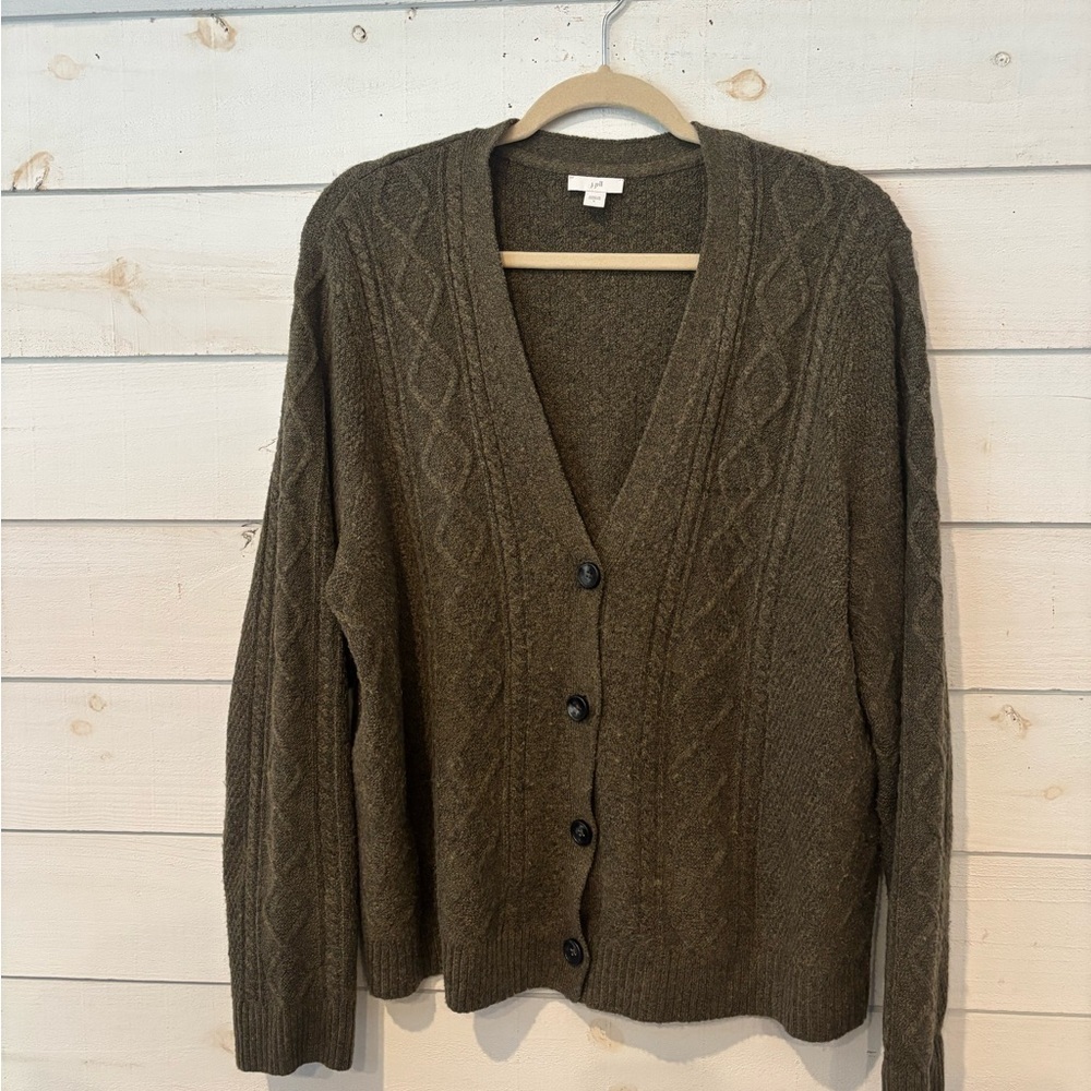 J. Jill Green Cardigan Sweater V-Neck Knit - Picture 7 of 15